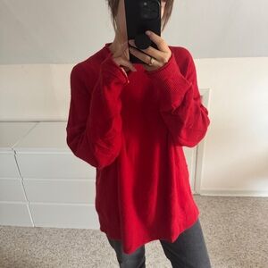 J. Crew Red Knit Mock Neck Sweater